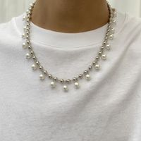 Fashion Geometric Iron Pearl Chain Men'S Necklace main image 2