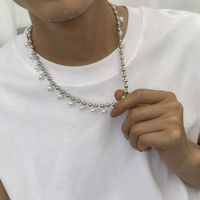 Fashion Geometric Iron Pearl Chain Men'S Necklace main image 3