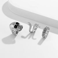 Punk Snake Skull Alloy Plating Rings 3 Piece Set main image 4