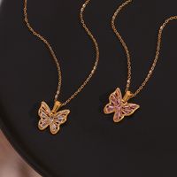 Fashion Butterfly Stainless Steel Necklace Plating Inlay Zircon Stainless Steel Necklaces main image 2