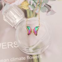 Stainless Steel 18K Gold Plated Elegant Plating Butterfly Glass Necklace main image 6