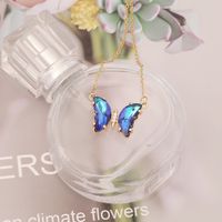 Stainless Steel 18K Gold Plated Elegant Plating Butterfly Glass Necklace main image 9