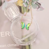 Stainless Steel 18K Gold Plated Elegant Plating Butterfly Glass Necklace main image 3