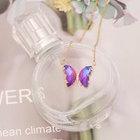 Stainless Steel 18K Gold Plated Elegant Plating Butterfly Glass Necklace main image 8