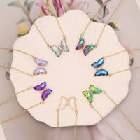 Stainless Steel 18K Gold Plated Elegant Plating Butterfly Glass Necklace main image 1