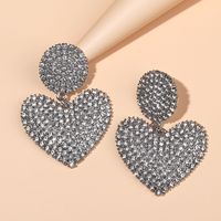 Lady Heart Shape Alloy Diamond Artificial Gemstones Earrings main image 3