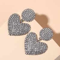 Lady Heart Shape Alloy Diamond Artificial Gemstones Earrings sku image 1