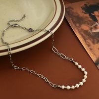 Fashion Geometric Copper Necklace Pearl Zircon Copper Necklaces main image 1