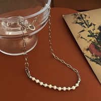 Fashion Geometric Copper Necklace Pearl Zircon Copper Necklaces main image 3