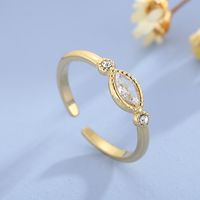 Stainless Steel 18K Gold Plated Fashion Plating Geometric Artificial Diamond Open Ring main image 3