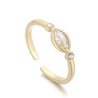Stainless Steel 18K Gold Plated Fashion Plating Geometric Artificial Diamond Open Ring sku image 1