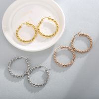Fashion Spiral Stripe Plating Titanium Steel 18K Gold Plated Earrings main image 5