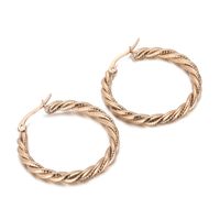 Fashion Spiral Stripe Plating Titanium Steel 18K Gold Plated Earrings sku image 3