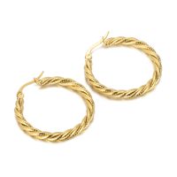 Fashion Spiral Stripe Plating Titanium Steel 18K Gold Plated Earrings sku image 2