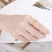 Stainless Steel 18K Gold Plated Retro Stripe Geometric Open Ring main image 3