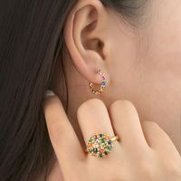 Luxurious Geometric Copper Inlay Zircon Rings Earrings Necklace main image 3