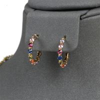 Luxurious Geometric Copper Inlay Zircon Rings Earrings Necklace sku image 1