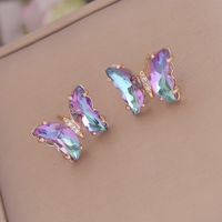 1 Pair Fashion Butterfly Copper Zircon Ear Studs sku image 1