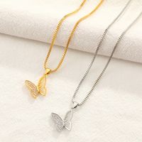Simple Style Butterfly Copper Necklace Inlay Zircon Copper Necklaces main image 1
