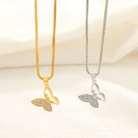 Simple Style Butterfly Copper Necklace Inlay Zircon Copper Necklaces main image 3
