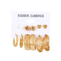 Fashion Geometric Heart Shape Butterfly Imitation Pearl Alloy Plating Rhinestone Earrings sku image 2