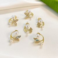 Fashion Butterfly Fish Tail Copper Earrings Inlay Artificial Pearls Zircon Copper Earrings main image 1