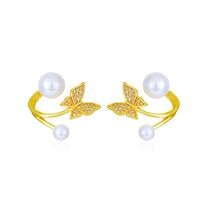 Mode Schmetterling Fischschwanz Kupfer Ohrringe Inlay Künstliche Perlen Zirkon Kupfer Ohrringe sku image 8