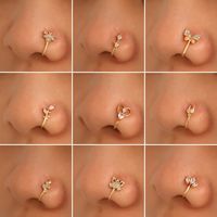 Fashion Star Water Droplets Bow Knot Copper Plating Zircon Nose Studs main image 2