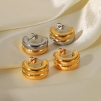 Simple Style C Shape Plating Stainless Steel Gold Plated Ear Studs main image 5