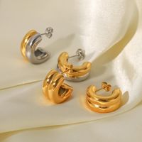 Simple Style C Shape Plating Stainless Steel Gold Plated Ear Studs main image 4