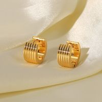 Simple Style C Shape Plating Stainless Steel Gold Plated Hoop Earrings main image 5