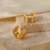 Simple Style C Shape Plating Stainless Steel Gold Plated Hoop Earrings main image 4