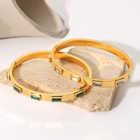 Vintage Style Square Stainless Steel Plating Zircon Gold Plated Bracelets main image 4