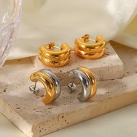 Simple Style C Shape Plating Stainless Steel Gold Plated Ear Studs main image 1