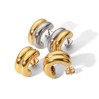 Simple Style C Shape Plating Stainless Steel Gold Plated Ear Studs main image 2