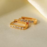 Fashion Oval Stainless Steel Hoop Earrings Plating Zircon Stainless Steel Earrings main image 3