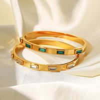 Vintage Style Square Stainless Steel Plating Zircon Gold Plated Bracelets main image 1