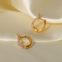 Fashion Oval Plating Stainless Steel Zircon Hoop Earrings main image 2