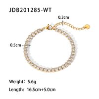 Fashion Oval Stainless Steel Bracelets Plating Zircon Stainless Steel Bracelets sku image 1