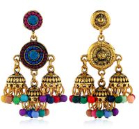 Ethnic Style Colorful Beaded Alloy Tassel Drop Earrings main image 4