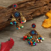 Ethnic Style Colorful Beaded Alloy Tassel Drop Earrings main image 2