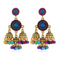 Ethnic Style Colorful Beaded Alloy Tassel Drop Earrings sku image 1