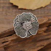 Fashion Flower Alloy Plating Inlay Zircon Open Ring main image 3