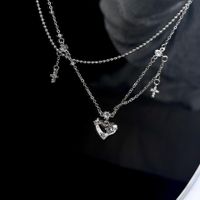Fashion Cross Heart Shape Alloy Plating Zircon Necklace sku image 1