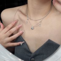 Fashion Cross Heart Shape Alloy Plating Zircon Necklace main image 2