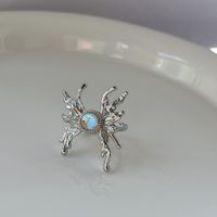 Vintage Style Geometric Spider Alloy Inlay Artificial Gemstones Open Ring sku image 1