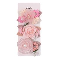 Sweet Flower Cloth Inlay Pearl Hair Clip 3 Pieces sku image 4