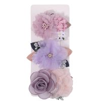 Sweet Flower Cloth Inlay Pearl Hair Clip 3 Pieces sku image 16