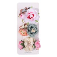 Sweet Flower Cloth Inlay Pearl Hair Clip 3 Pieces sku image 14