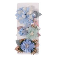 Sweet Flower Cloth Inlay Pearl Hair Clip 3 Pieces sku image 18